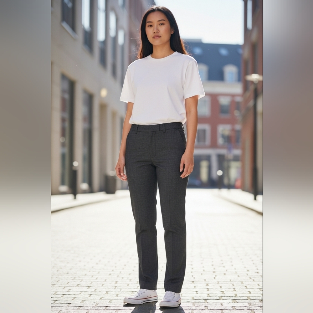 Worthington Black & White Grid Dress Pants Modern Fit Trousers Office Attire
